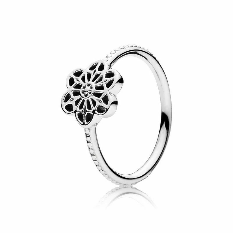 Pandora Australia Floral Daisy Lace Stackable Ring - Sterling Silver | CMBWHA296